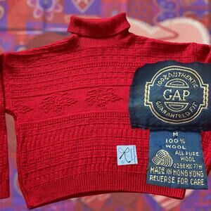 Gap 100% Wool Turtleneck Boxy Sweater Sz M